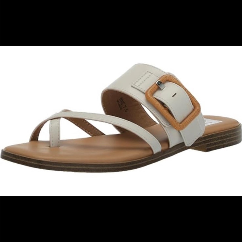 Dolce‎ Vita Perris slide sandals in white with a rattan-style buckle size 7.5